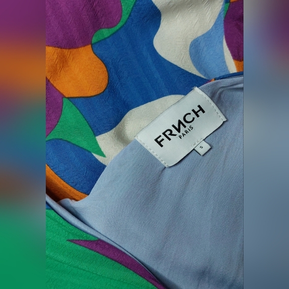 FRNCH Elora Colorful Dress Size Small Lined Button Up Mini Resort Coverup Boho - Picture 8 of 12